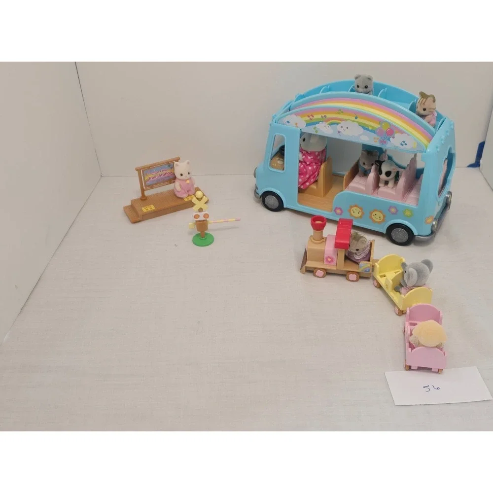 Calico Critters Sylvanian Baby Play Nursery School Bus‎ Train Baby Cow Elephant
